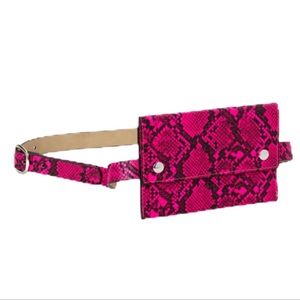 NWT Belt Pack pink and black faux snakeskin